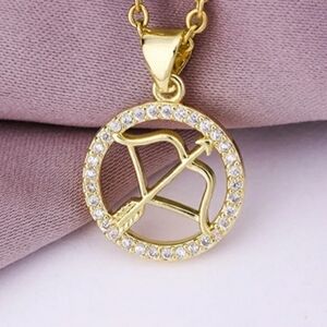 Sagittarius Pendant Inlaid Zircon Gold Plated Stainless Steel